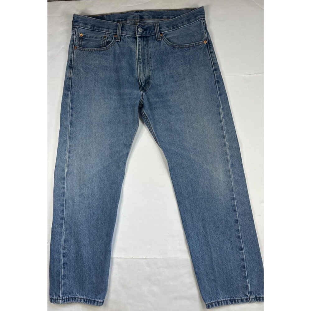 Levis 505 Jeans Men's 36 30 Lite Wash Regular Fit Straight Denim Pants Men